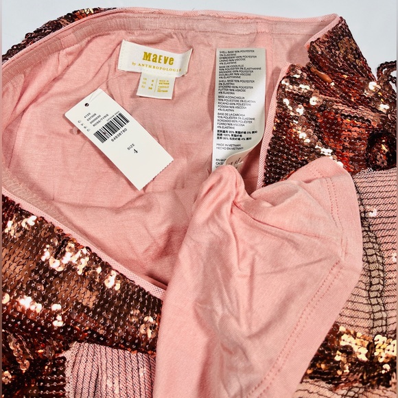 NEW! Maeve by Anthropology sequins mini skirt Copper Rose Size 4 - Picture 8 of 10